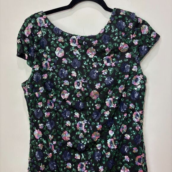 Sam Edelman Women Sequin Floral Mini Dress Size 10 Black Swiftie NYE Party Disco - Picture 3 of 9